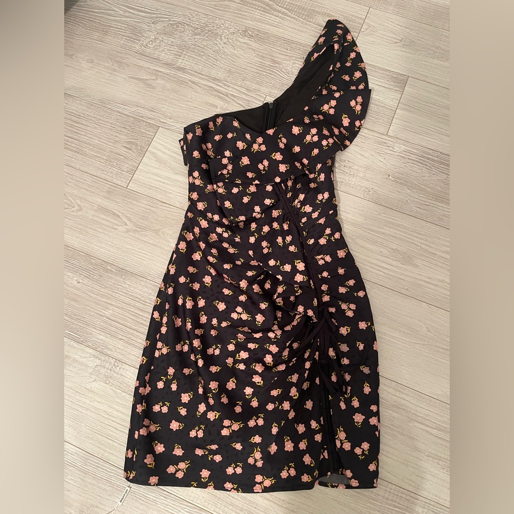 Self-Portrait Black Dress with Pink Floral Design